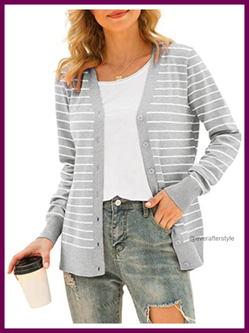 Classic Button Down V-Neck Knit Cardigan Sweater Long Sleeve Soft Lightweight